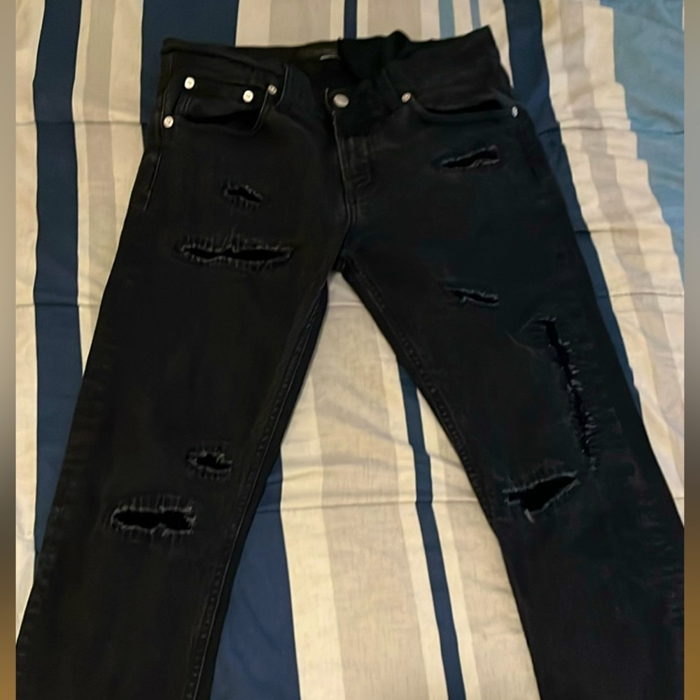 Alexander McQueen Black Distressed Men Jeans